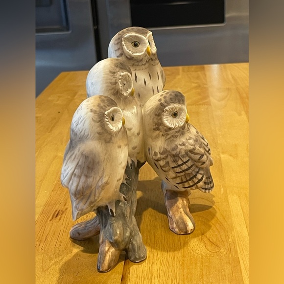 Vintage Owls Figurine Fred Aman Limited Edition 4 Sleepy Owls Branch Enesco - Picture 7 of 14